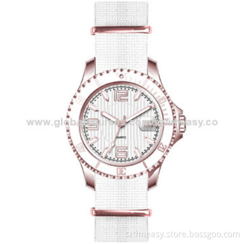 Fashionable metal watch with nylon strap, hot selling